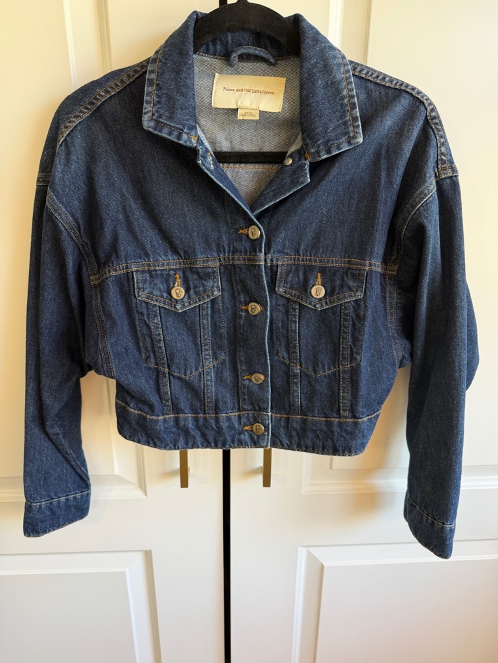 Anthropologie Blue Cropped Denim Jean Jacket